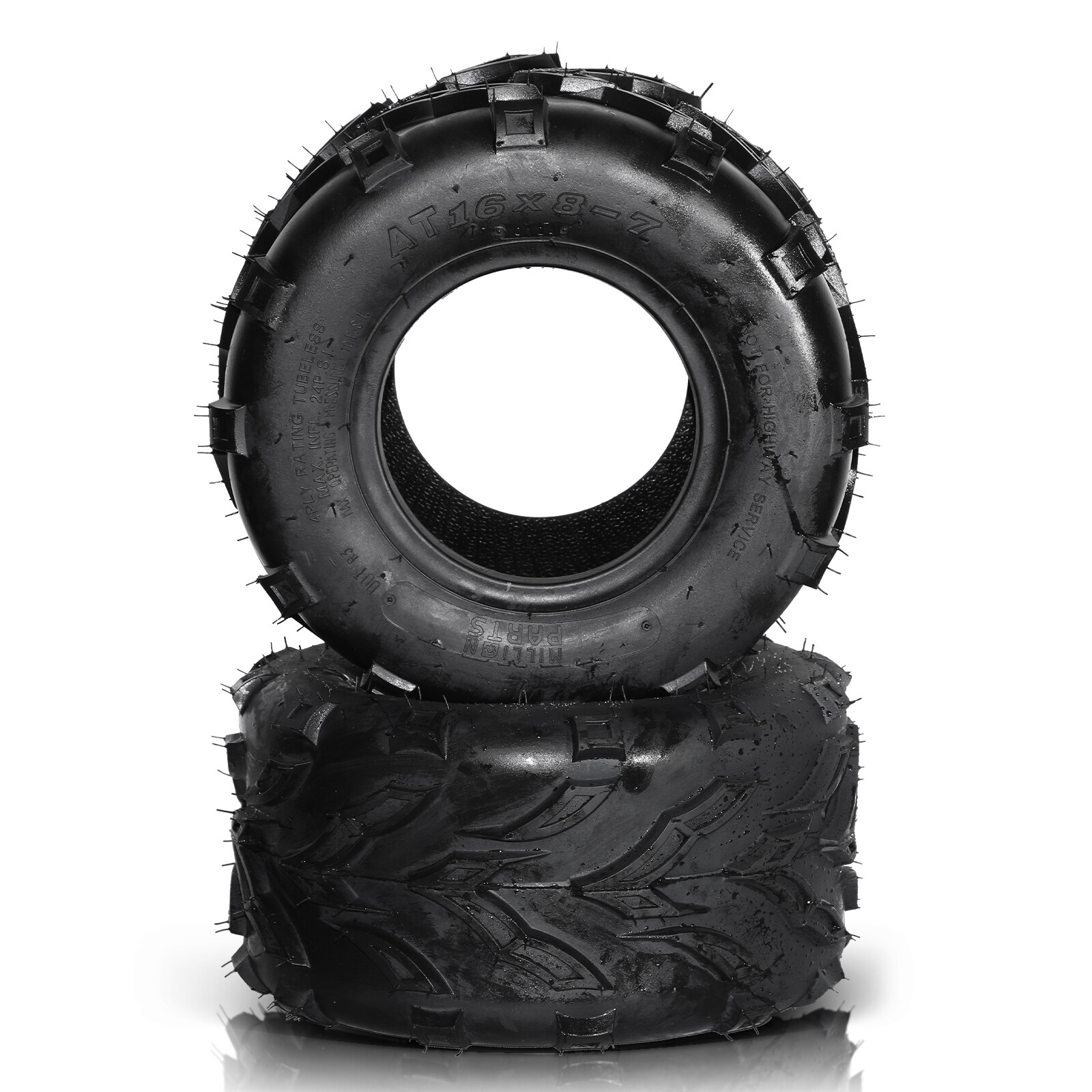 Two 16x8-7 Sport ATV Go-Kart Tires All Terrain 4 Ply Tubeless 16x8x7 16 8 7