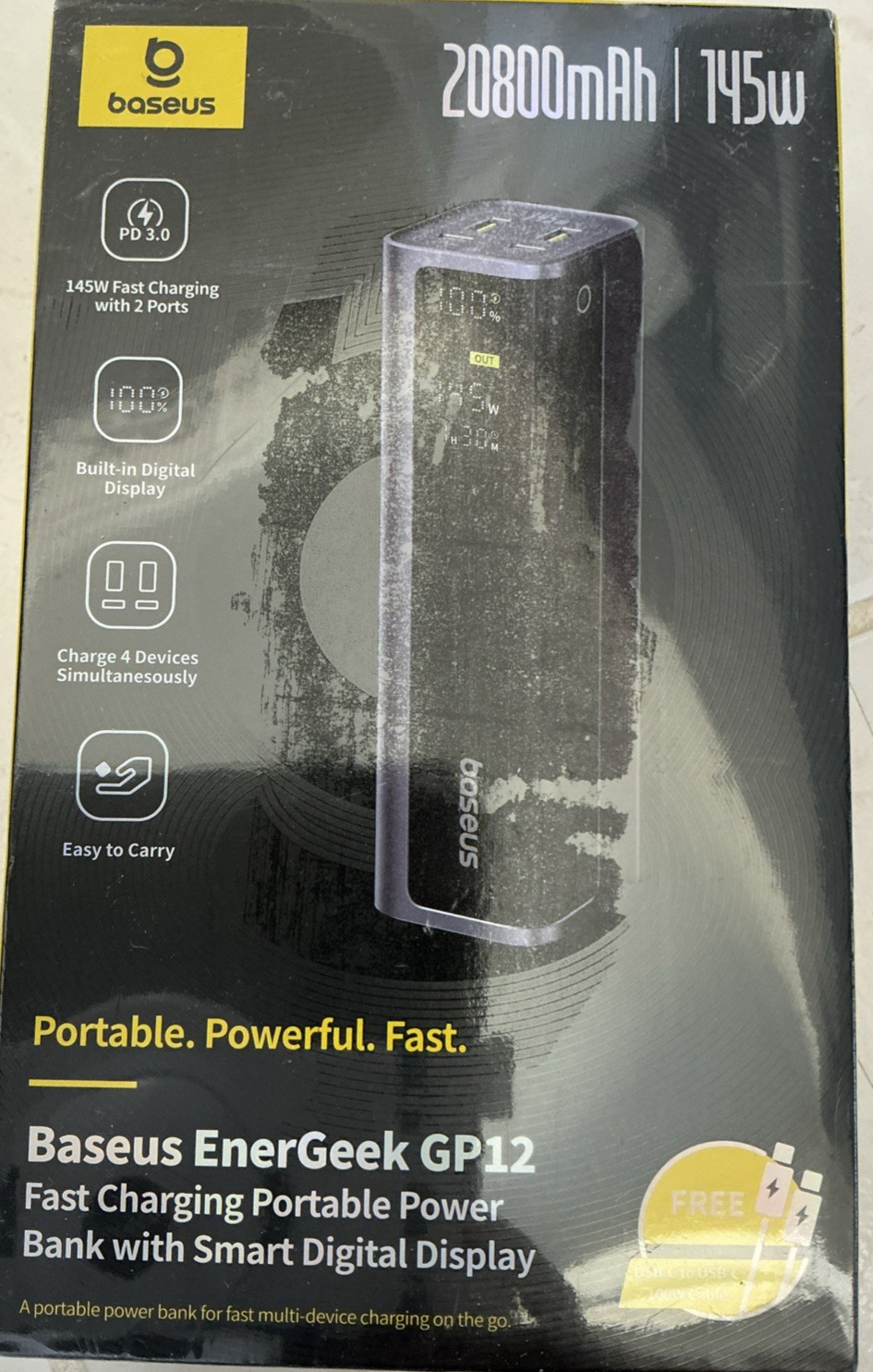 Baseus Laptop Power Bank, 20800mAh 145W Portable Charger USB C & 4 Ports.SEALED