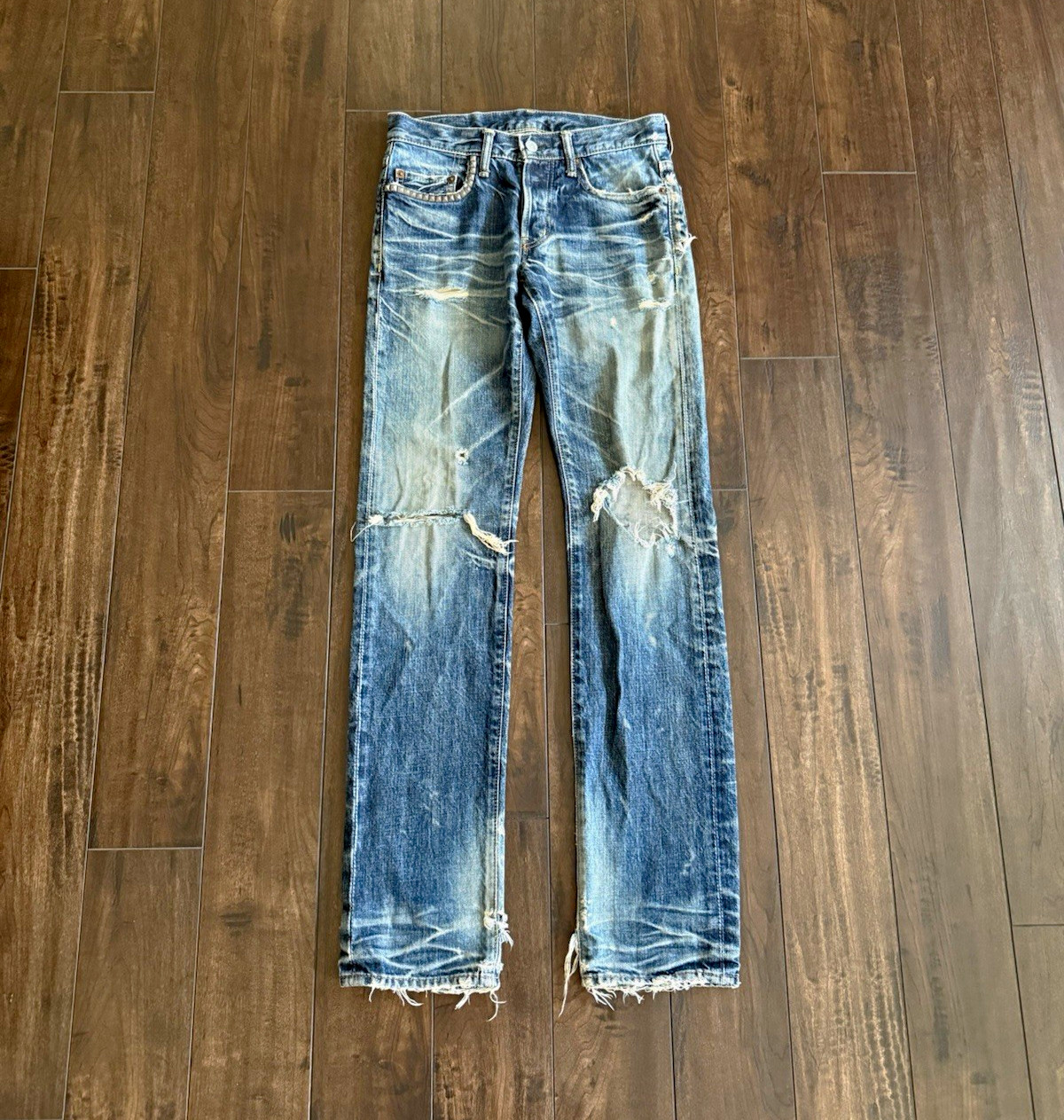 Vintage Hysteric Glamour Studded Distressed Denim Faded Honeycomb Rare Archive