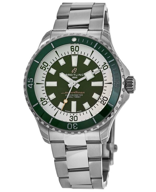 New Breitling Superocean Automatic 44 Green Dial Steel Men's Watch A17376A31L1A1
