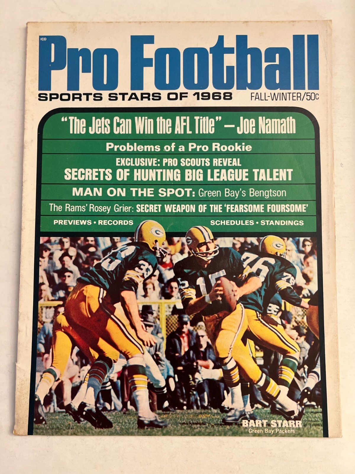 1968 Sports Stars of Pro Football Bart Starr Green Bay Packers GOOD Condition 1968 Sports Stars of Pro Football Bart Starr Green Bay Packers GOOD Condition