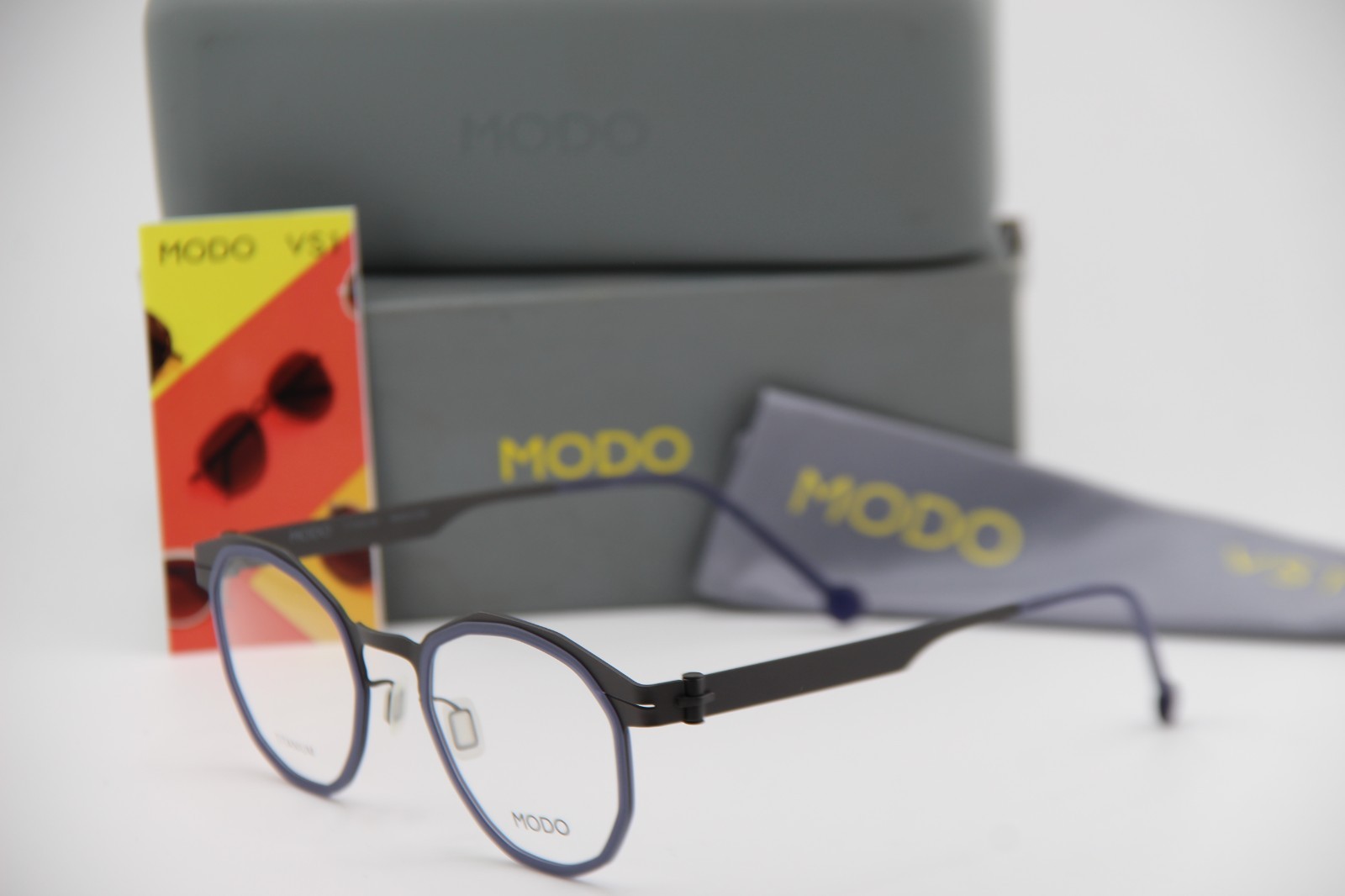 NEW MODO TITANIUM NAVIGLI NAVYGUN NAVY GUNMETAL AUTHENTIC EYEGLASSES 48-20 K1