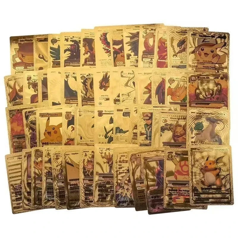 55Pcs Pokemon Card Foil GOLD PACK CARDS TCG GX Vmax GX Card Charizard christmas