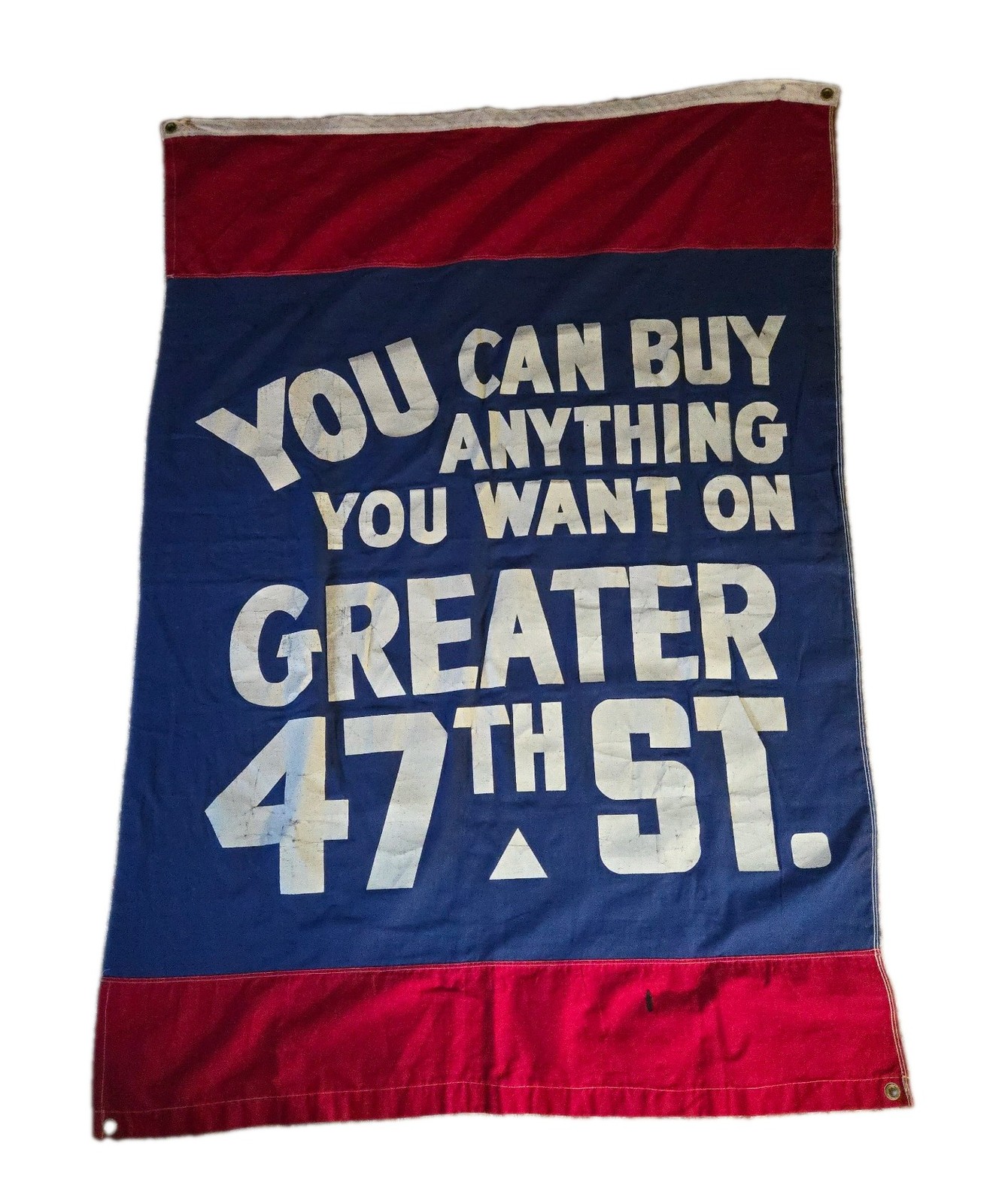 Vtg Chicago Greater 47th St Canvas Street Banner Sign Grommets South Side Hist