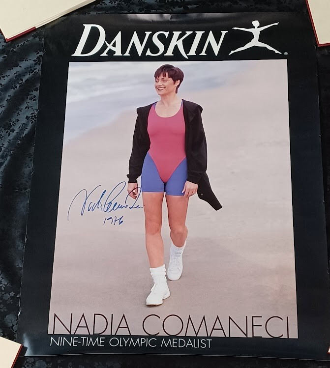 Nadia Comaneci - RARE Vintage Autographed Signed - Olympics Poster