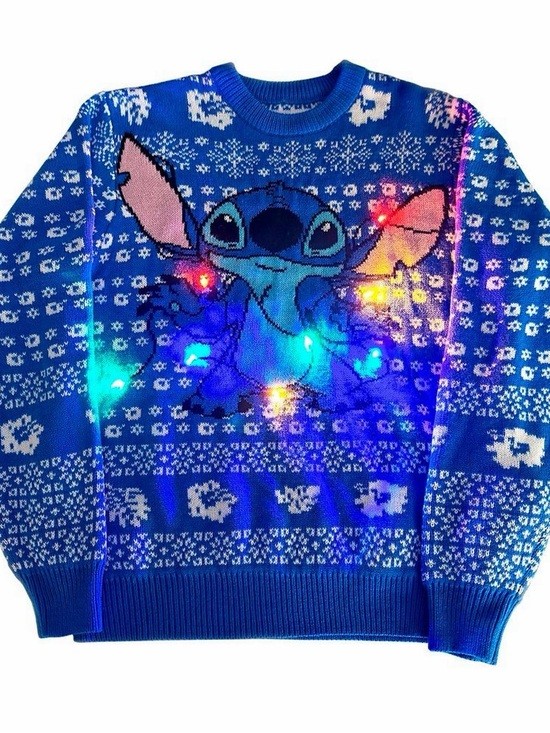 Disney Stitch Light Up Holiday Sweater GameStop Exclusive Size SMALL UNISEX NEW
