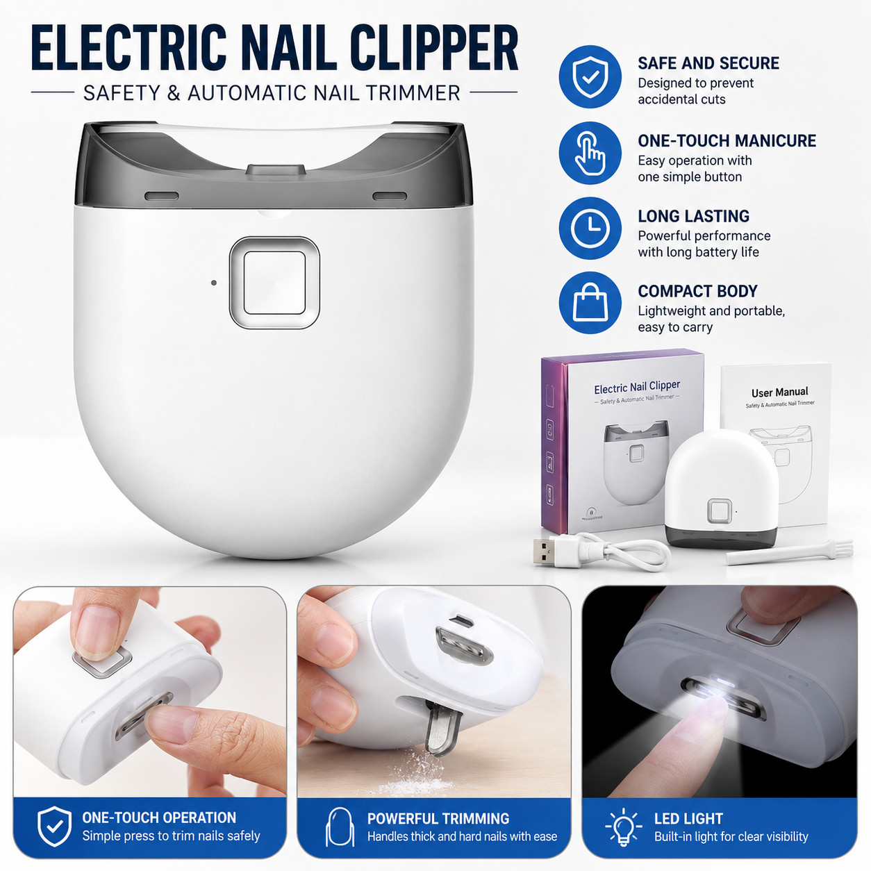 Safety Electric Nail Clipper Automatic Thick Nails Trimmer Professional Tool US Safety Electric Nail Clipper Automatic Thick Nails Trimmer Professional Tool US