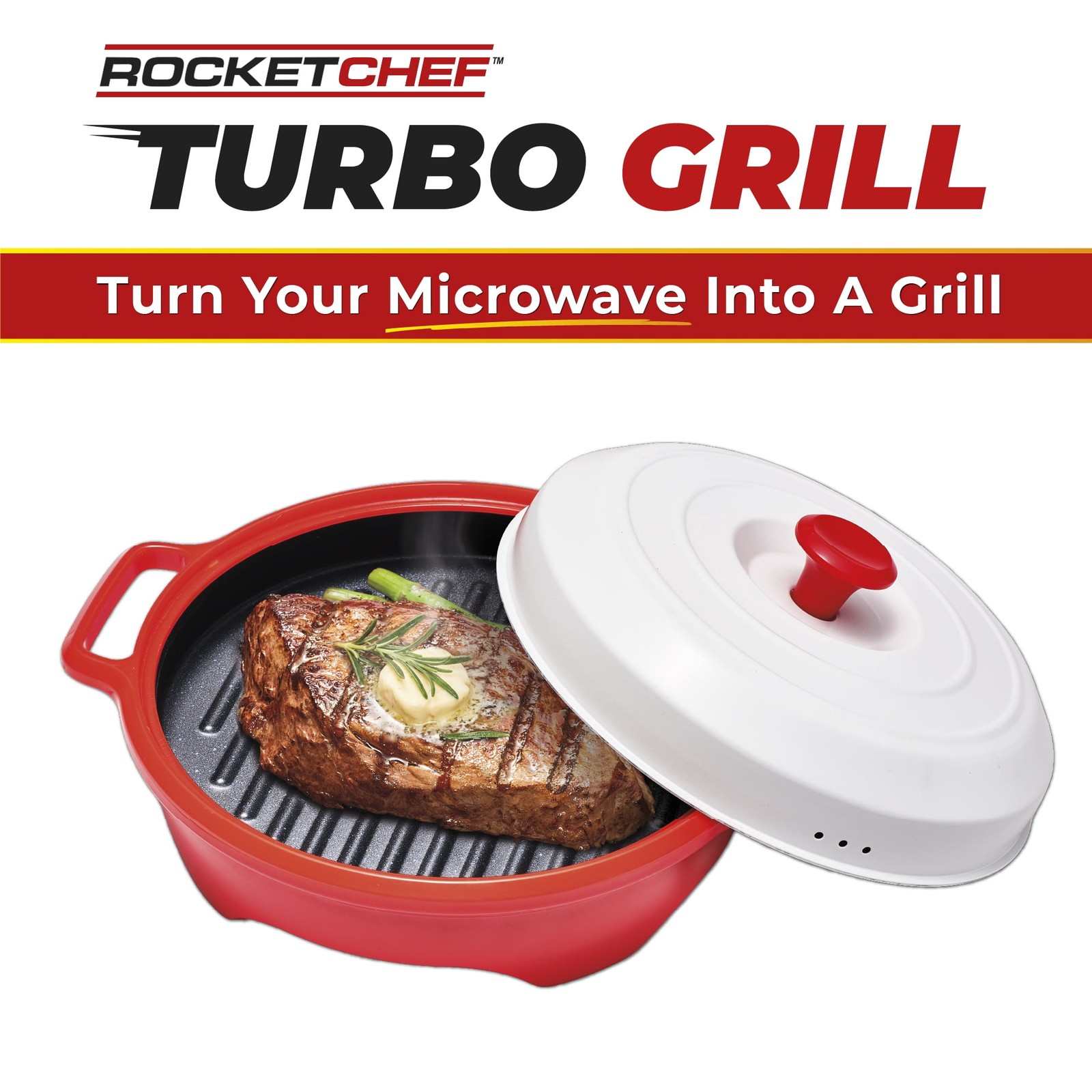 Rocket Chef Turbo Grill Microwave Grill Cookware with Ceramic Nonstick Plate