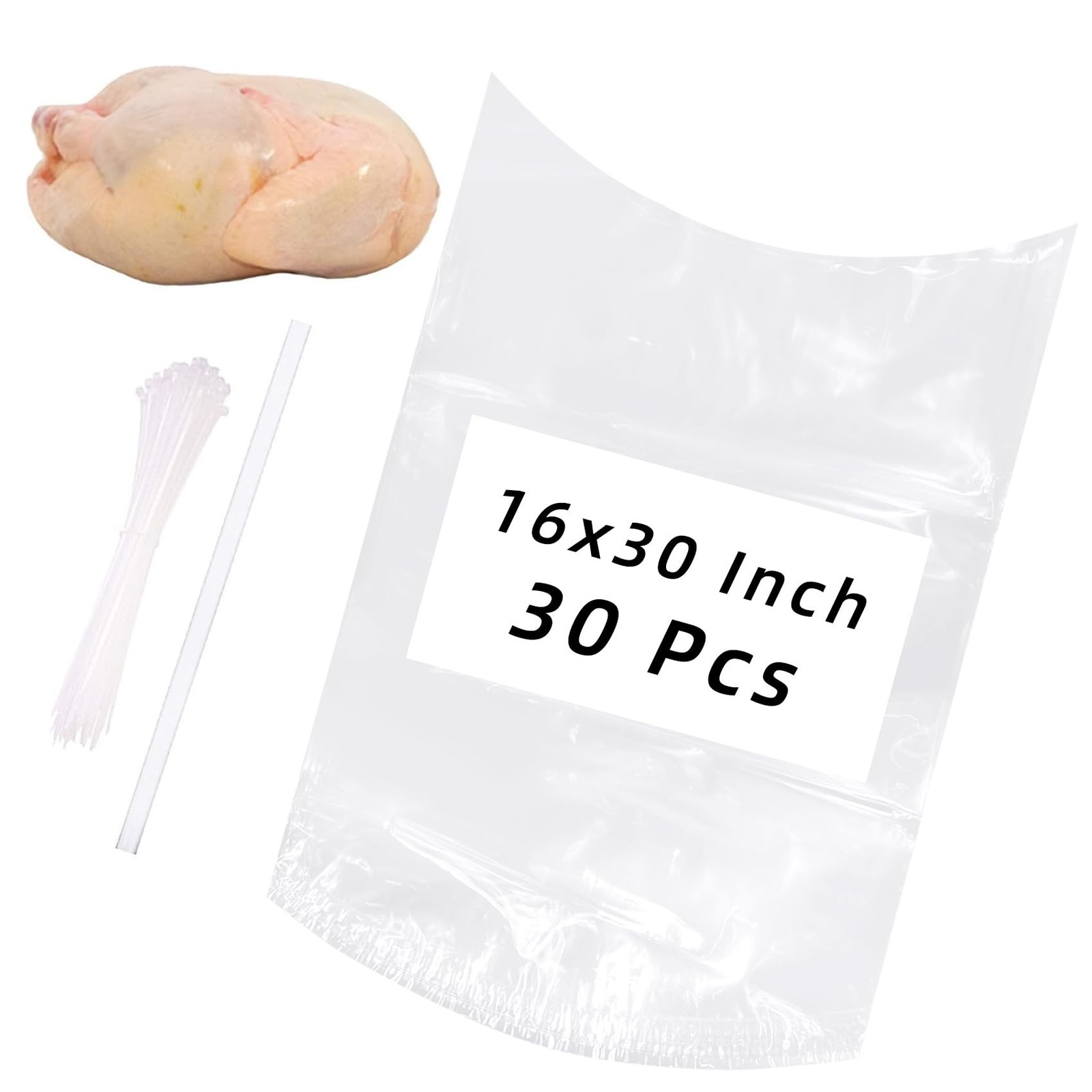 Large Turkey Shrink Bags,30 Pcs 16x30 Inches Clear Poultry Heat Shrink Bags F...