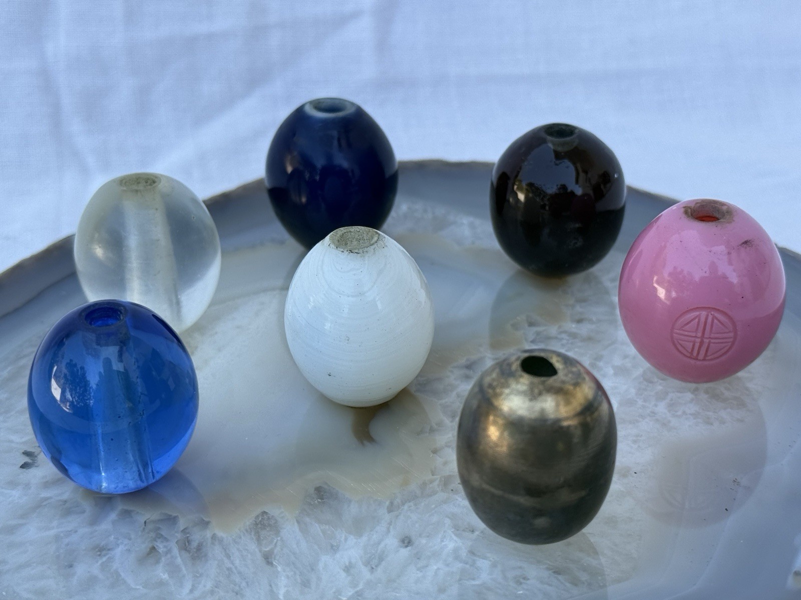 Full Set 7 ranks hat finials Qing Chinese court officials,c.1790-1875 Glass Tops Full Set 7 ranks hat finials Qing Chinese court officials,c.1790-1875 Glass Tops