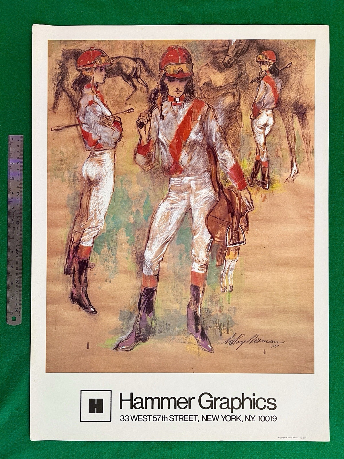 Vintage 1979 LEROY NEIMAN Hammer Graphics POSTER Original JOCKEY Female Girl