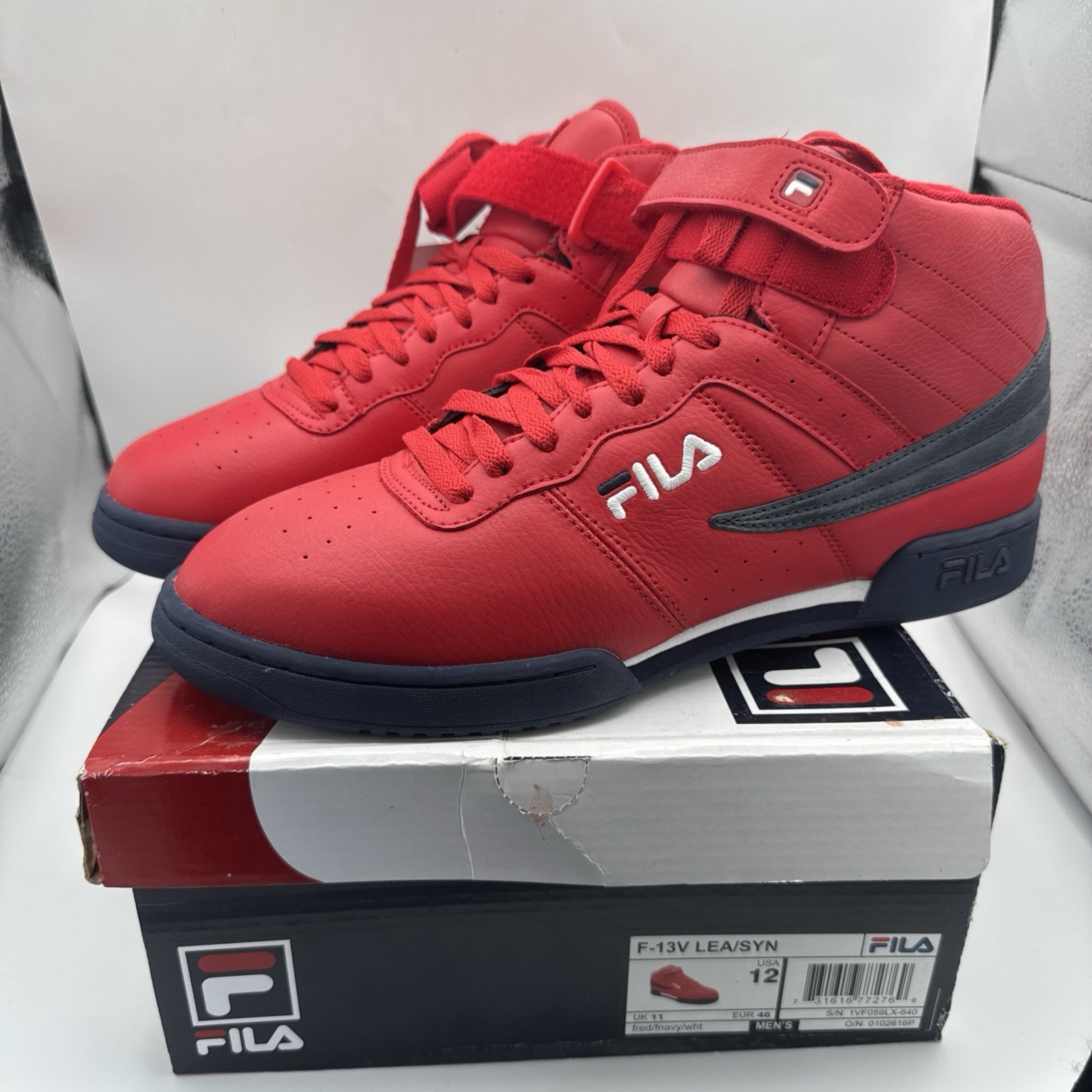 Fila F-13V Lea Syn Shoes Mens Sz 12 Red Navy White Fila F-13V Lea Syn Shoes Mens Sz 12 Red Navy White