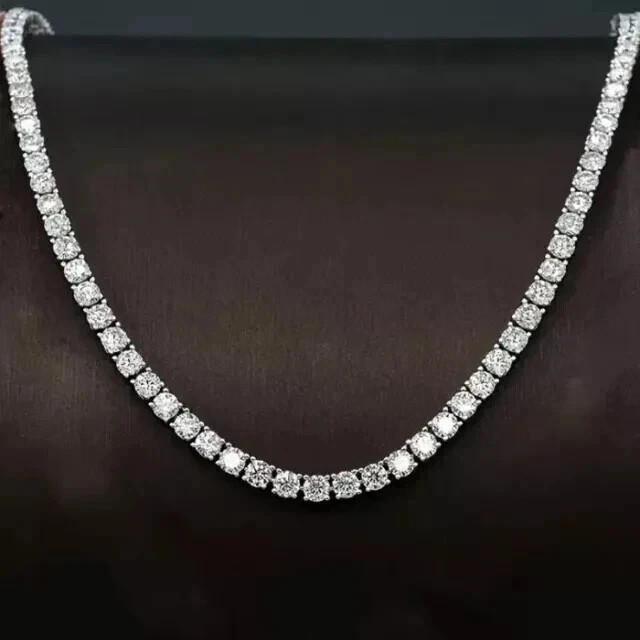 20Ct Round Cut 4MM Lab Created Diamond Tennis Necklace 14k White Gold Plated 18\