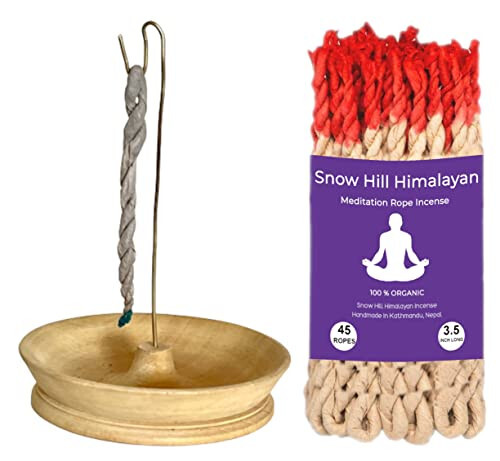 Snow Hill Incense Rope Holder Burner with 1 Bundle 45 Rope Incense