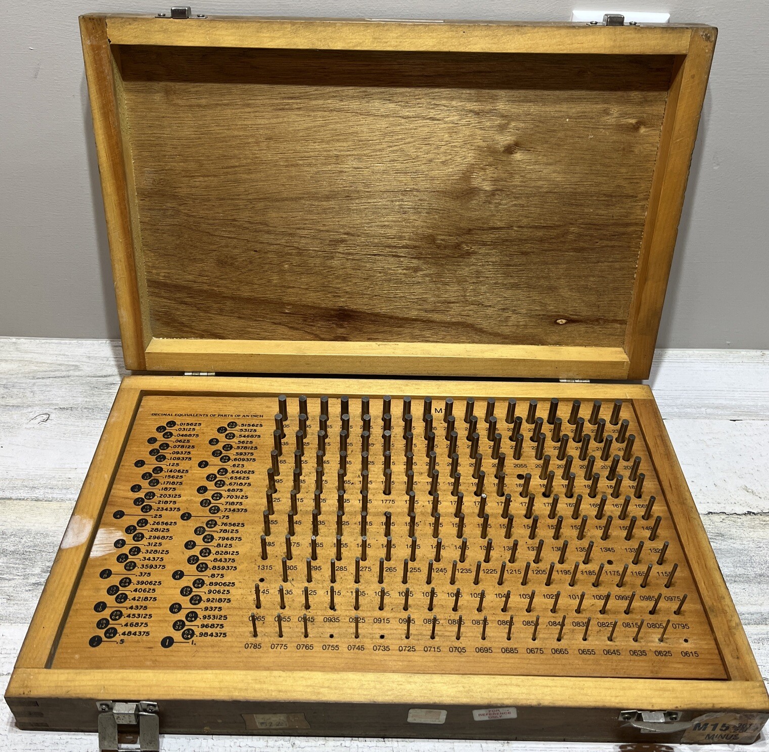 Meyer Pin Guage Set: M-15 Minus M15mm .061mm - .251mm