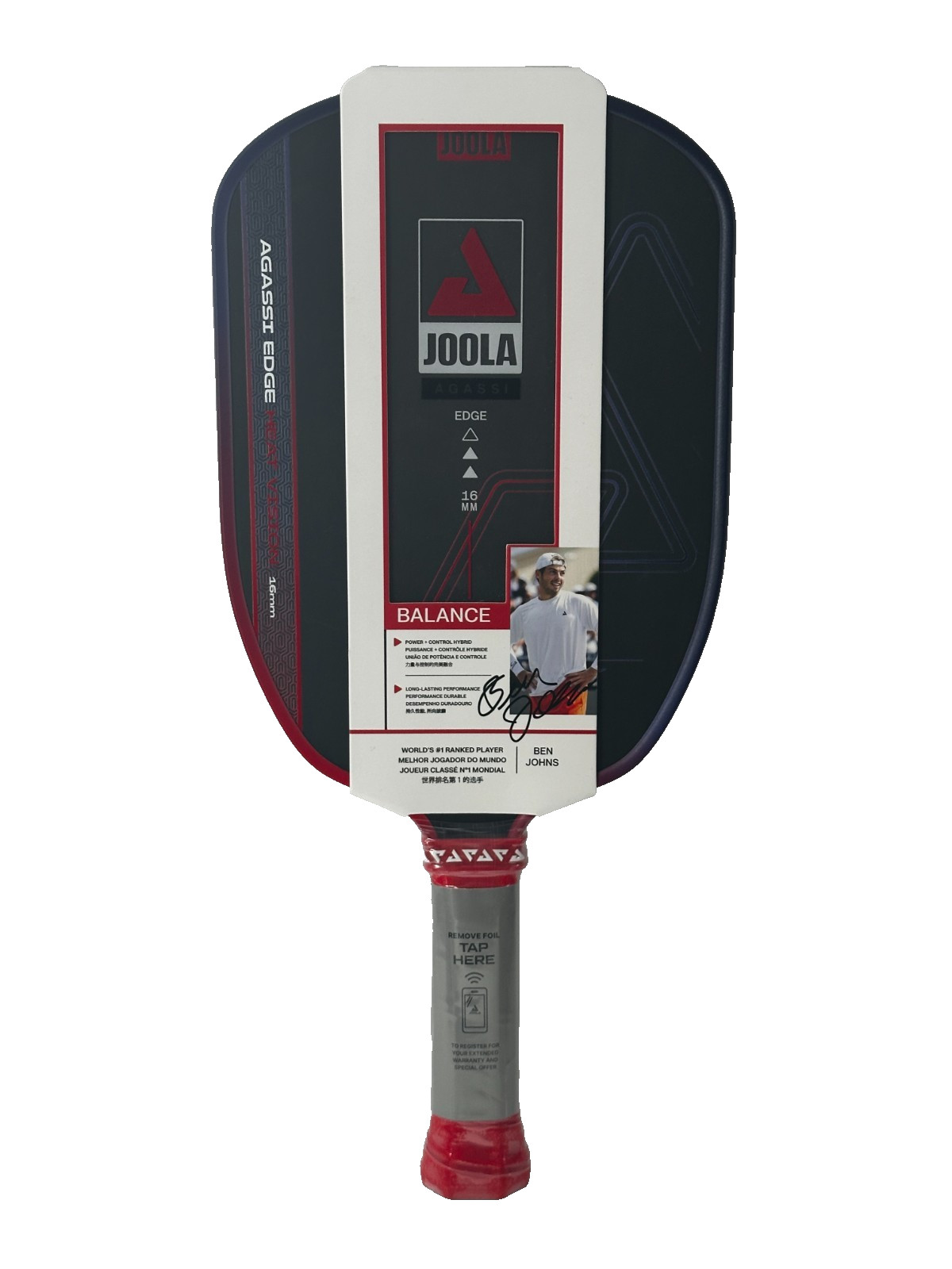 JOOLA Andre Agassi Edge Heat Vission 16mm Pickleball Paddle