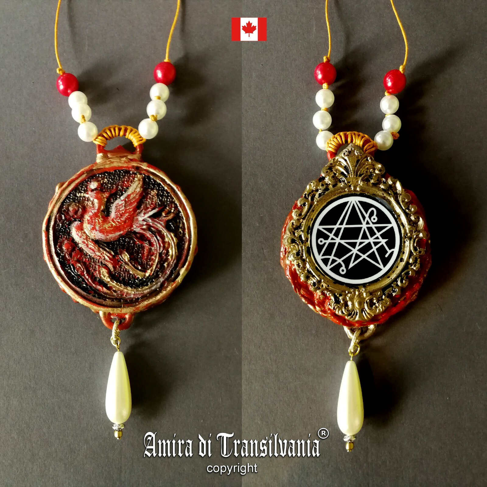 necronomicon seal amulet phoenix gothic pendant talisman necklace occult jewelry