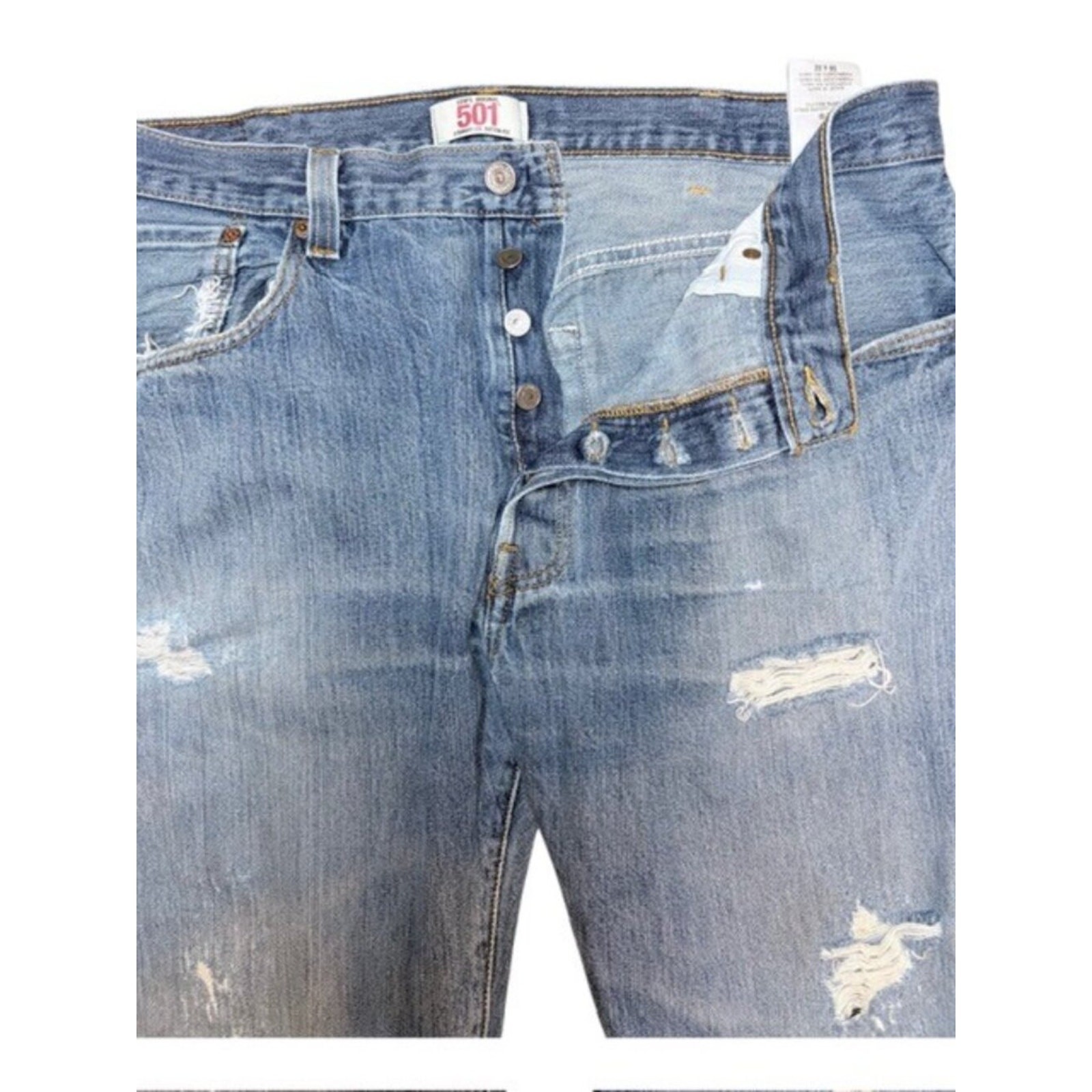 Levi’s 501 Original Straight Leg Jeans 36x32 Medium Wash Blue Button Fly