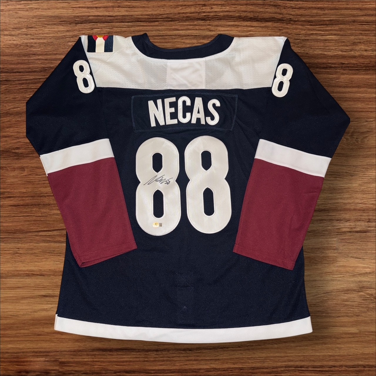 MARTIN NECAS AVALANCHE SIGNED / AUTOGRAPHED CUSTOM JERSEY BECKETT COA NICE