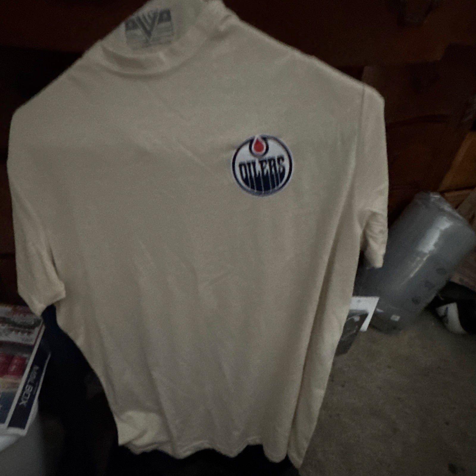 Levelwear Edmonton Oilers Hockey Team Beige T-Shirt Shirt Size M