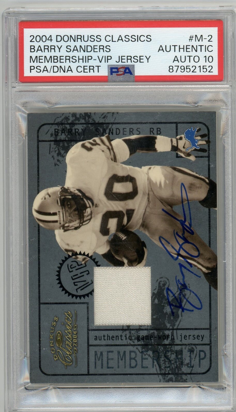 2004 Donruss Classics  #M-2 Barry Sanders Signed Card #29/250 PSA 10 AUTO MINT