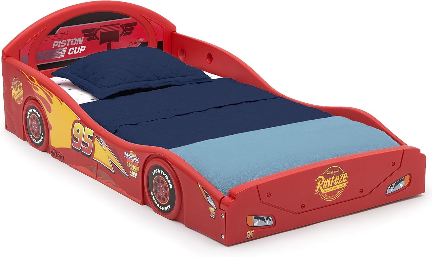 Cars Toddler Bed Lightning McQueen Plastic Safe Race Car Bed Frame Red Boys Kids
