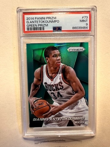 Giannis Antetokounmpo RARE GREEN PRIZM (2nd year) 2014-15 Panini Prizm #73 PSA 9 Giannis Antetokounmpo RARE GREEN PRIZM (2nd year) 2014-15 Panini Prizm #73 PSA 9