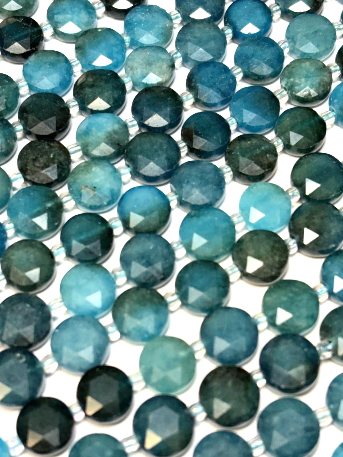 Gorgeous 10mm Faceted Apatite Coin gemstone beads