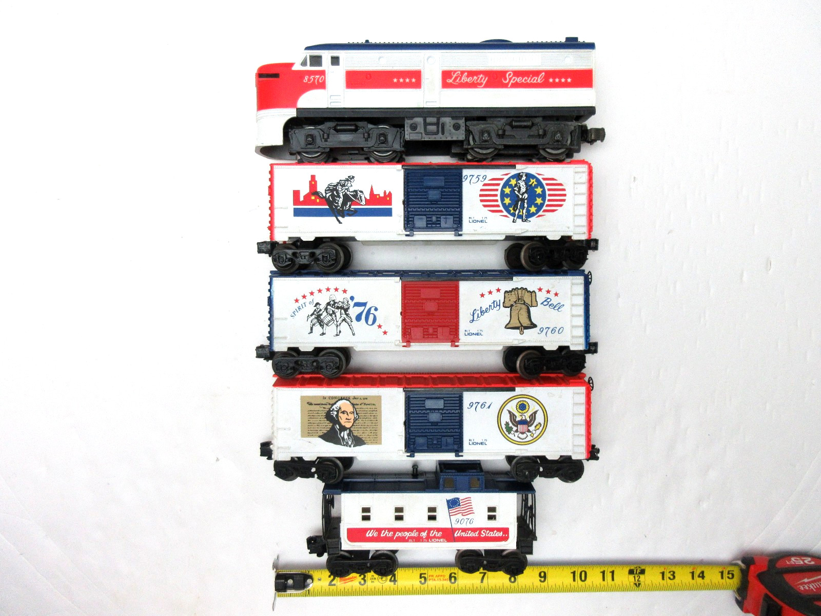 LIONEL LIBERTY SPECIAL BICENTENNIAL 5PC SET - AMERICA 250 - O GAUGE - ALL GOOD 