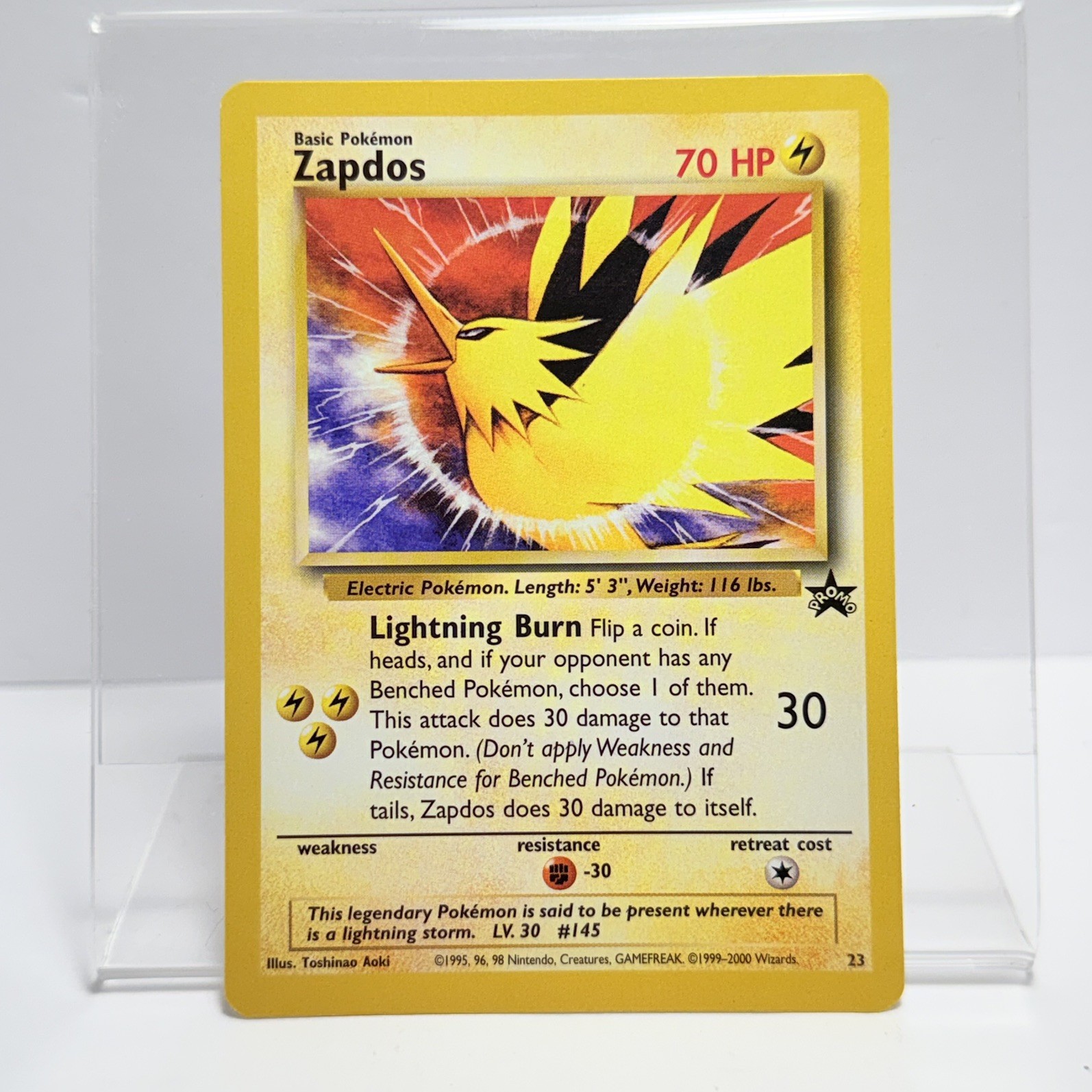 2000 Pokemon Zapdos 23 Black Star Promo Trading Card Game TCG Vintage Aoki ERROR