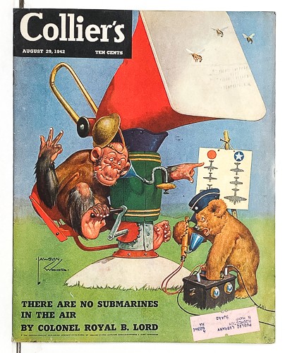 Original 1942 Collier\'s Magazine Lawson Wood – Wartime Communication Chimp