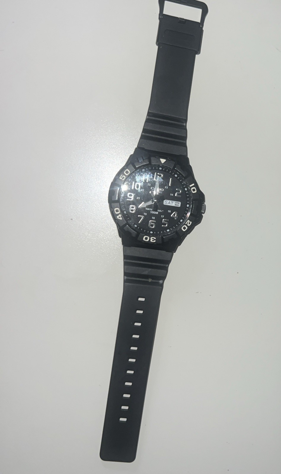 Casio 5474 MRW-210H Watch Mens 50mm White Dial Day Date 100M New Battery