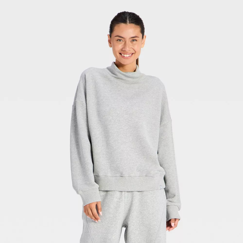 Women\'s Mockneck Active Pullover - JoyLab Gray M
