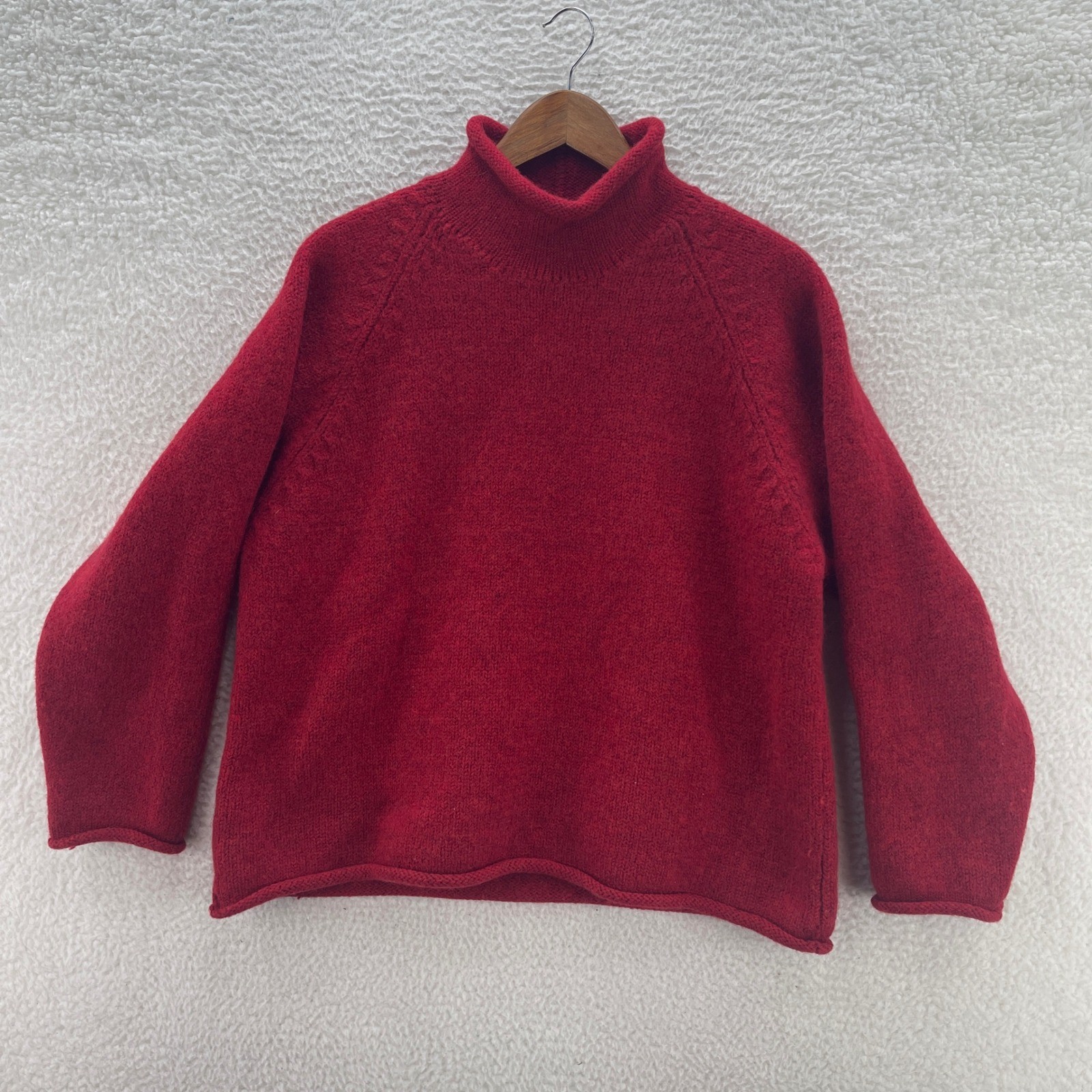 Vintage J Crew Sweater Mens Medium* Red Roll Neck Oarsman Wool Hong Kong Preppy