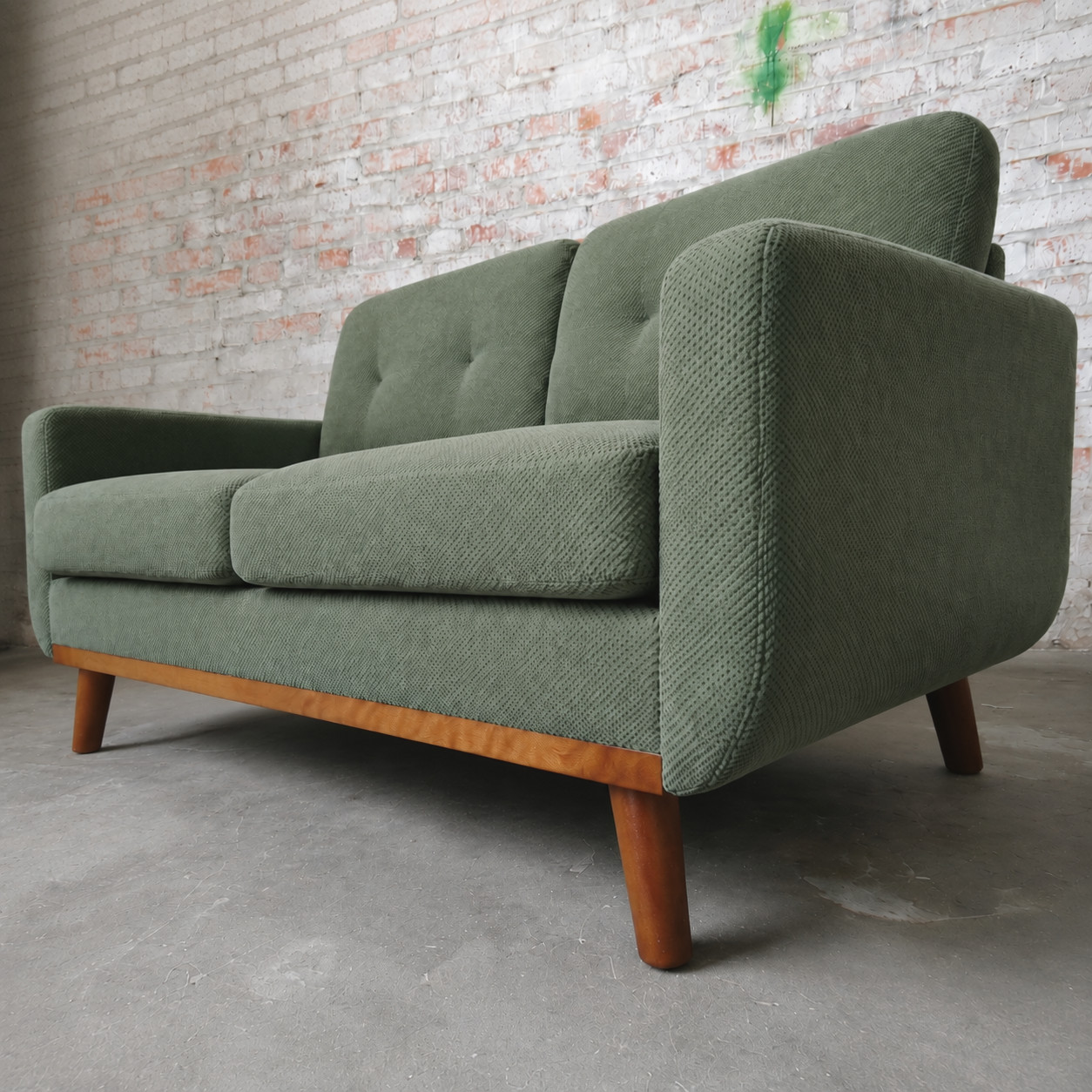 65\'\' Modern Minimalist Two-Seater Mid-Century Green Fabric Loveseat Sofa Couch 65\'\' Modern Minimalist Two-Seater Mid-Century Green Fabric Loveseat Sofa Couch