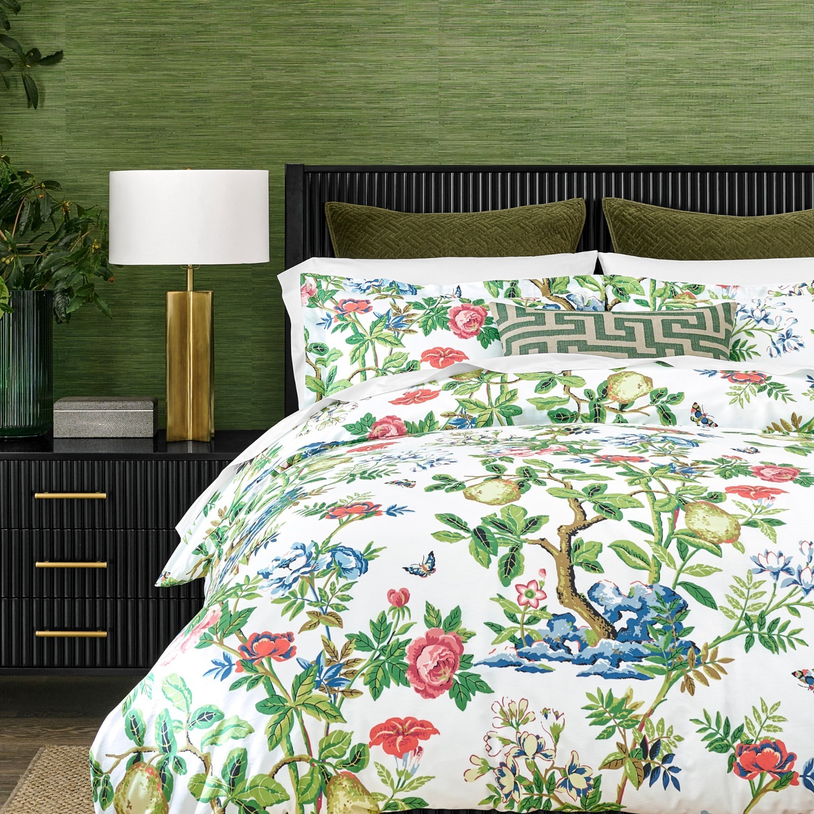 Williams Sonoma Home Duvet Cover & Shams Shantung Floral Botanical |US STOCK