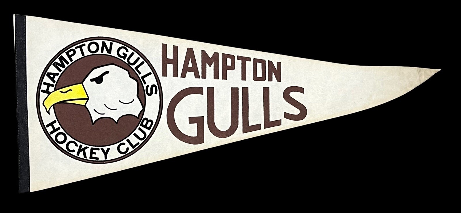 Vintage 1974 - 75 Hampton Gulls SHL Defunct Hockey Team 29 Inch Pennant Old Vintage 1974 - 75 Hampton Gulls SHL Defunct Hockey Team 29 Inch Pennant Old