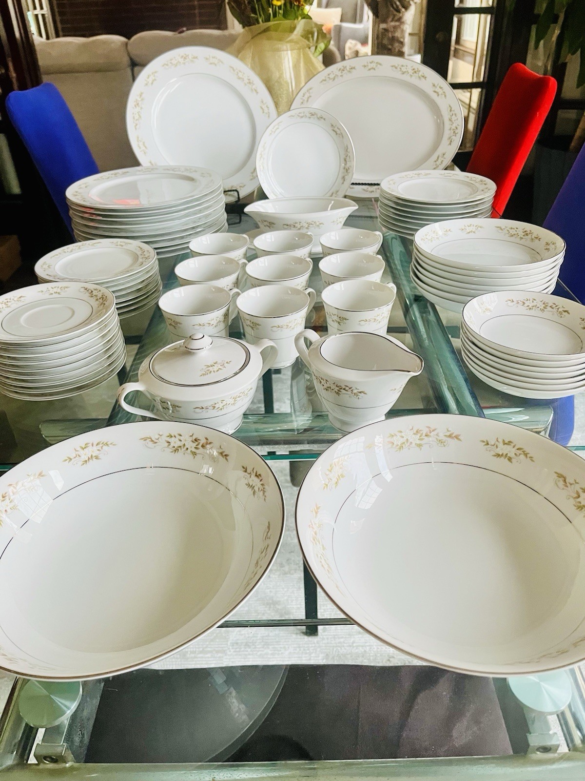 VINTAGE 65pc SPRINGTIME Fine China Set for 8-9 International Silver #326