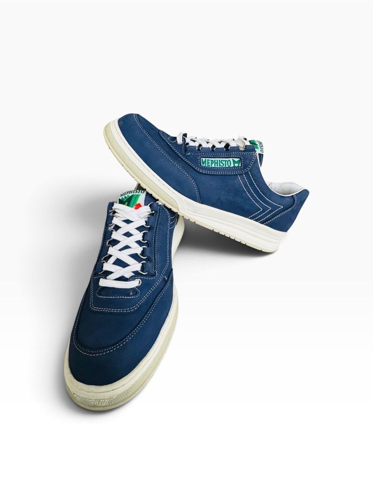 Mephisto Match Blue Nubuck Leather Lace Up Comfort Walking Men Sneakers Size 10