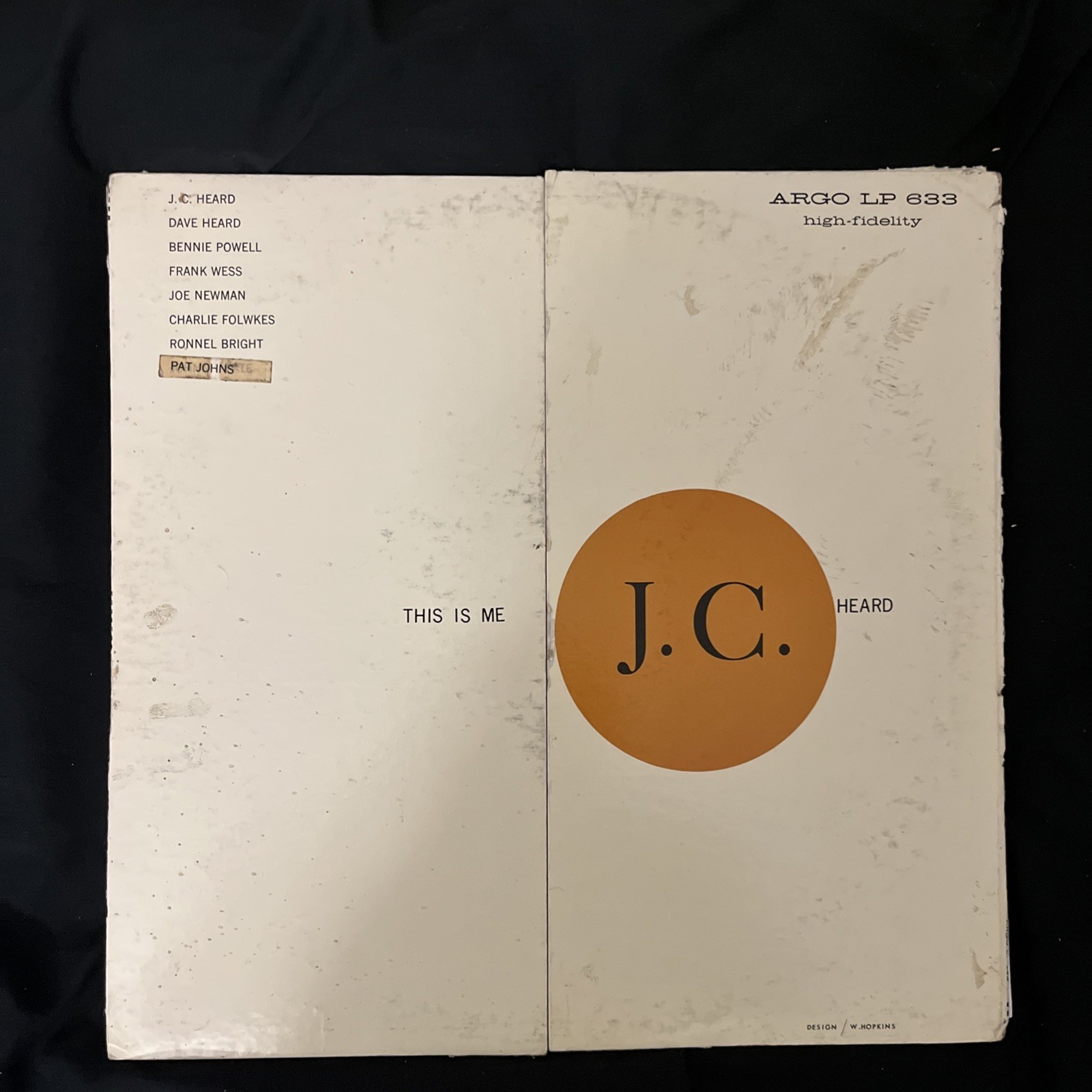 J.C. Heard LP “This Is Me” ~ Argo 633 ~ LP Mono ~ w/ Kangaroo Cover ~ NO 7” VG+