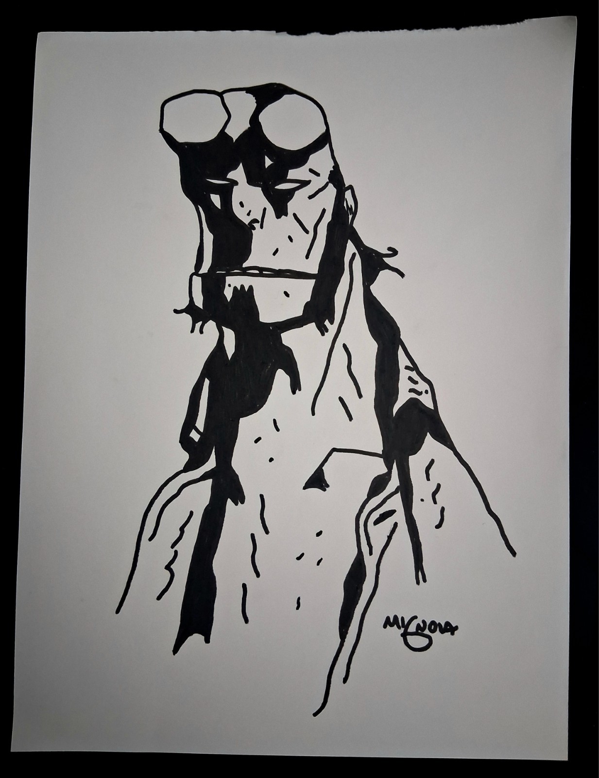 Mike Mignola Hellboy Original Art Sketch Drawing RARE Detailed Bust Mike Mignola Hellboy Original Art Sketch Drawing RARE Detailed Bust