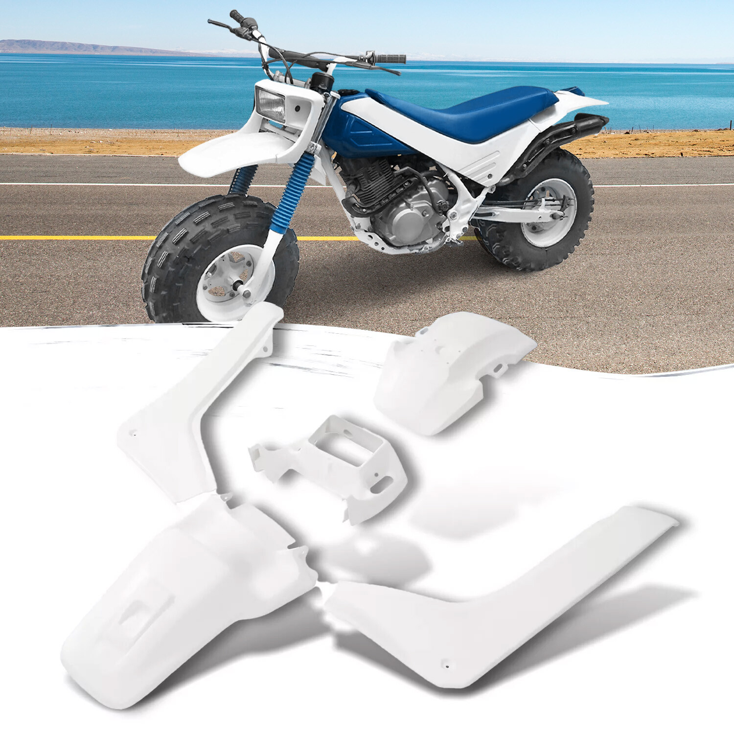 Plastic Body Kit Fairing Fender Side Cover White For Honda TR200 Fat Cat 86-87