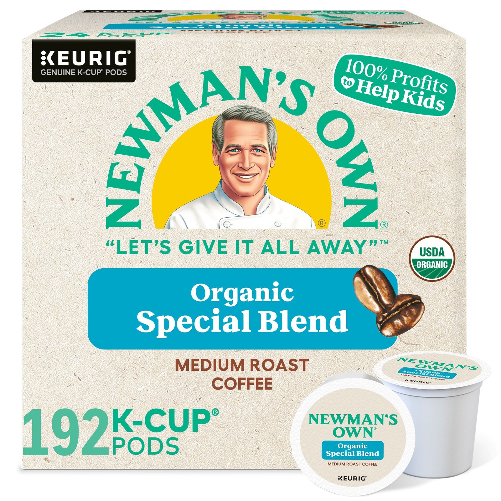 Newman's Own Organics, Special Blend, K-Cup Pods, Medium Roast, 192 Count
