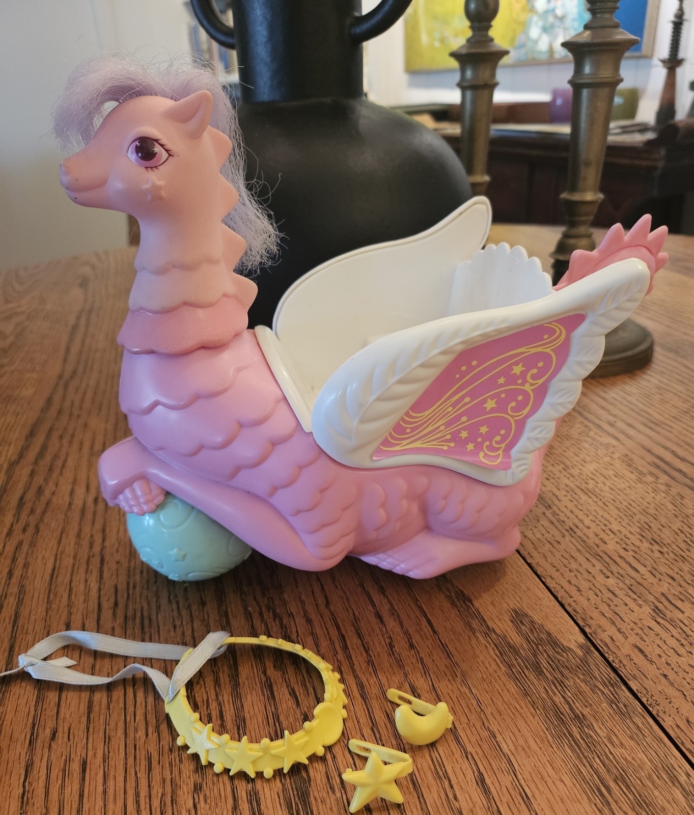 1987 Hasbro Moon Dreamers Dragon GALAXIA Carriage RARE with HTF Clips & Necklace