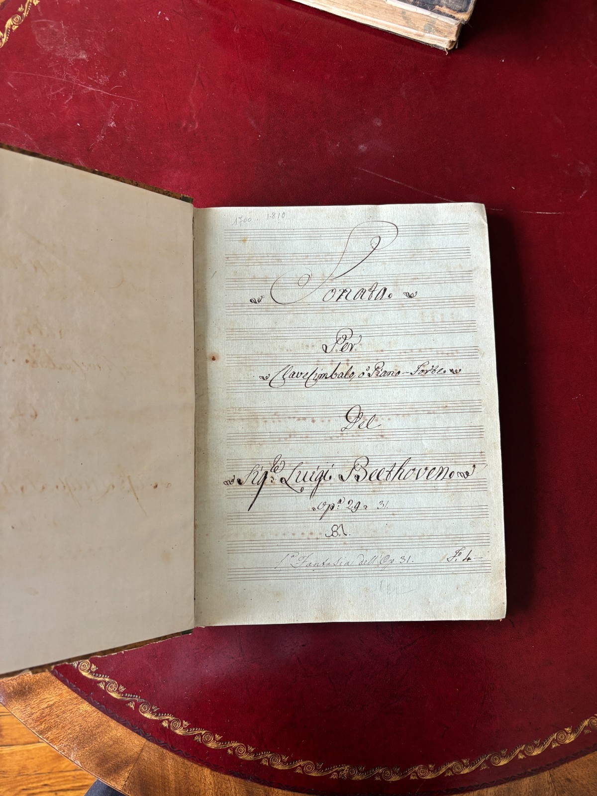 Beethoven Early 19th Century Handwritten Music Manuscript Al Paradiso Paper