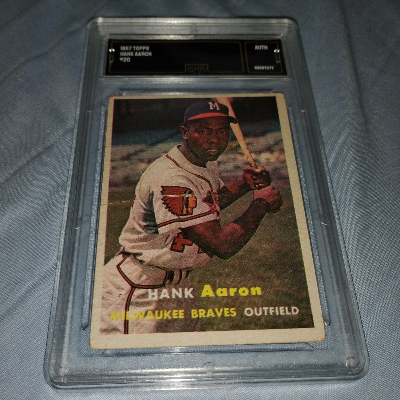 1957 Topps Hank Aaron #20 GMA Authentic 
