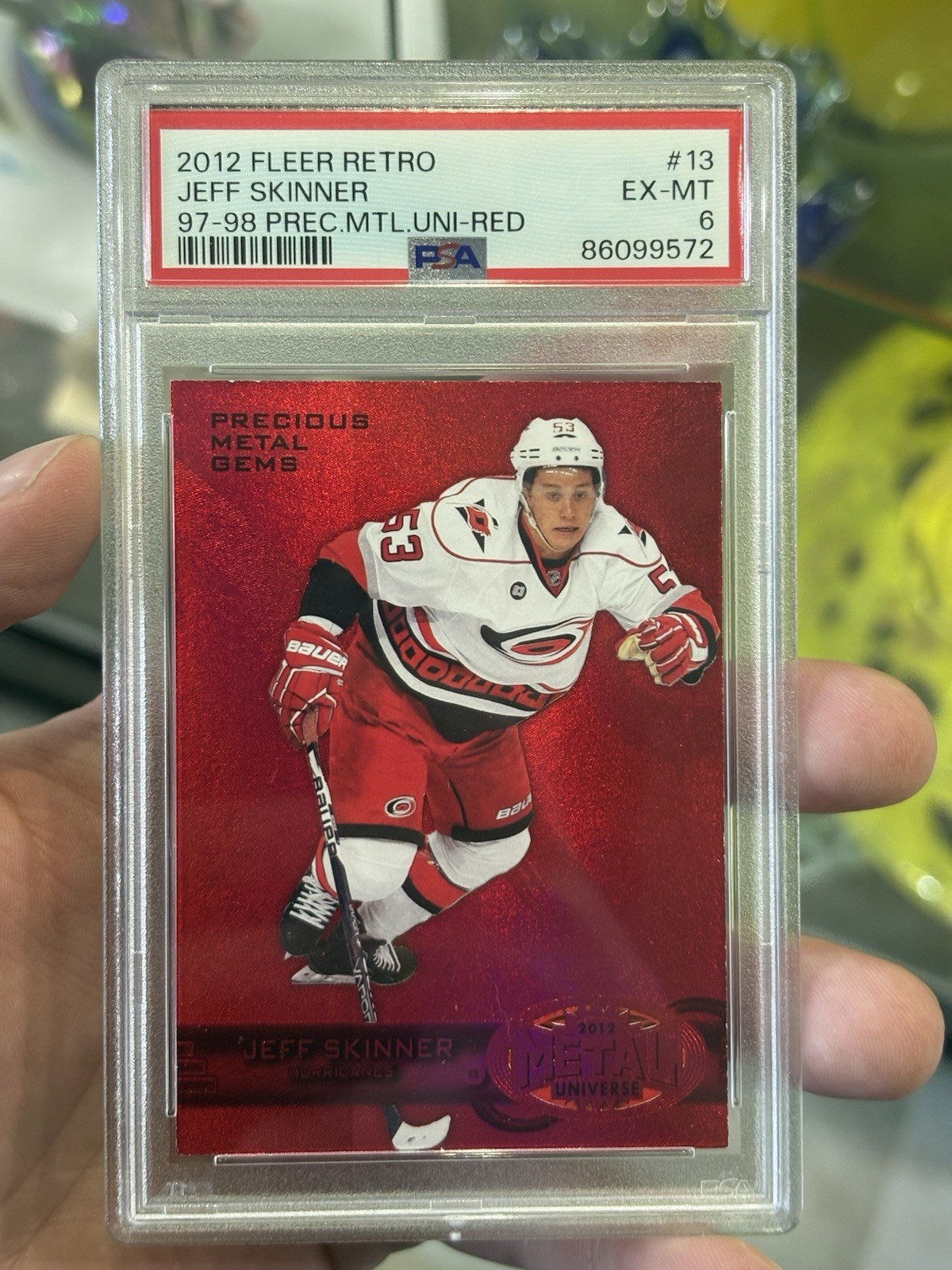 2012 Fleer Retro #13 Jeff Skinner Precious Metal Gems Red /100 PSA 6 EX-MT SSP