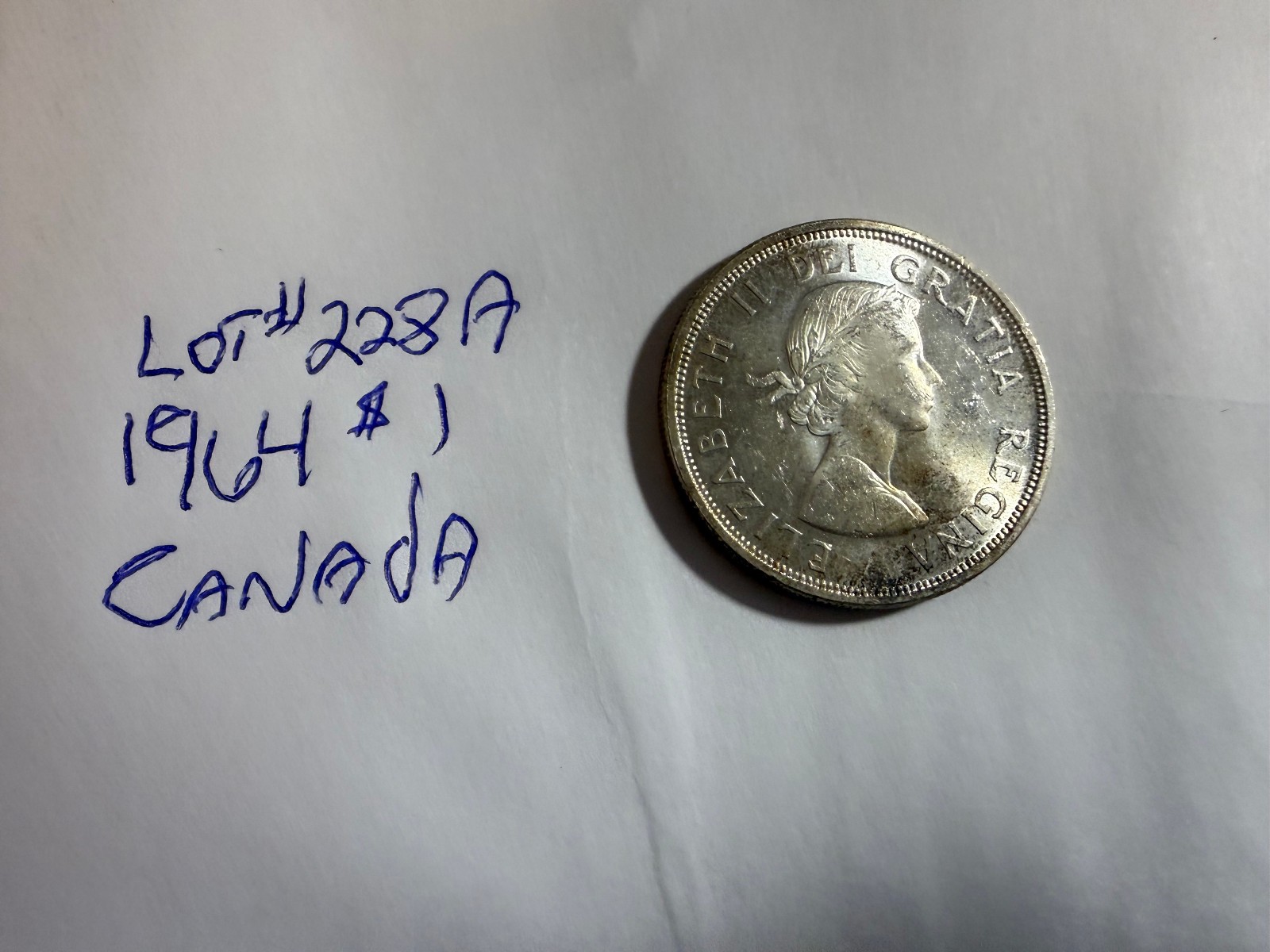 1964 Canada $1 Dollar Confederation Conferences Silver Lot # 228 A with dot
