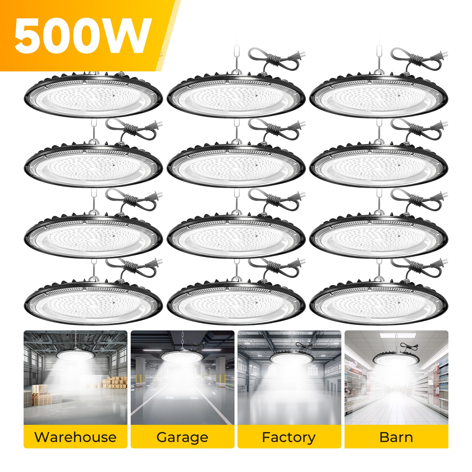 12Pcs UFO Led High Bay Light 500W Commercial Industrial Warehouse Factory Light 12Pcs UFO Led High Bay Light 500W Commercial Industrial Warehouse Factory Light