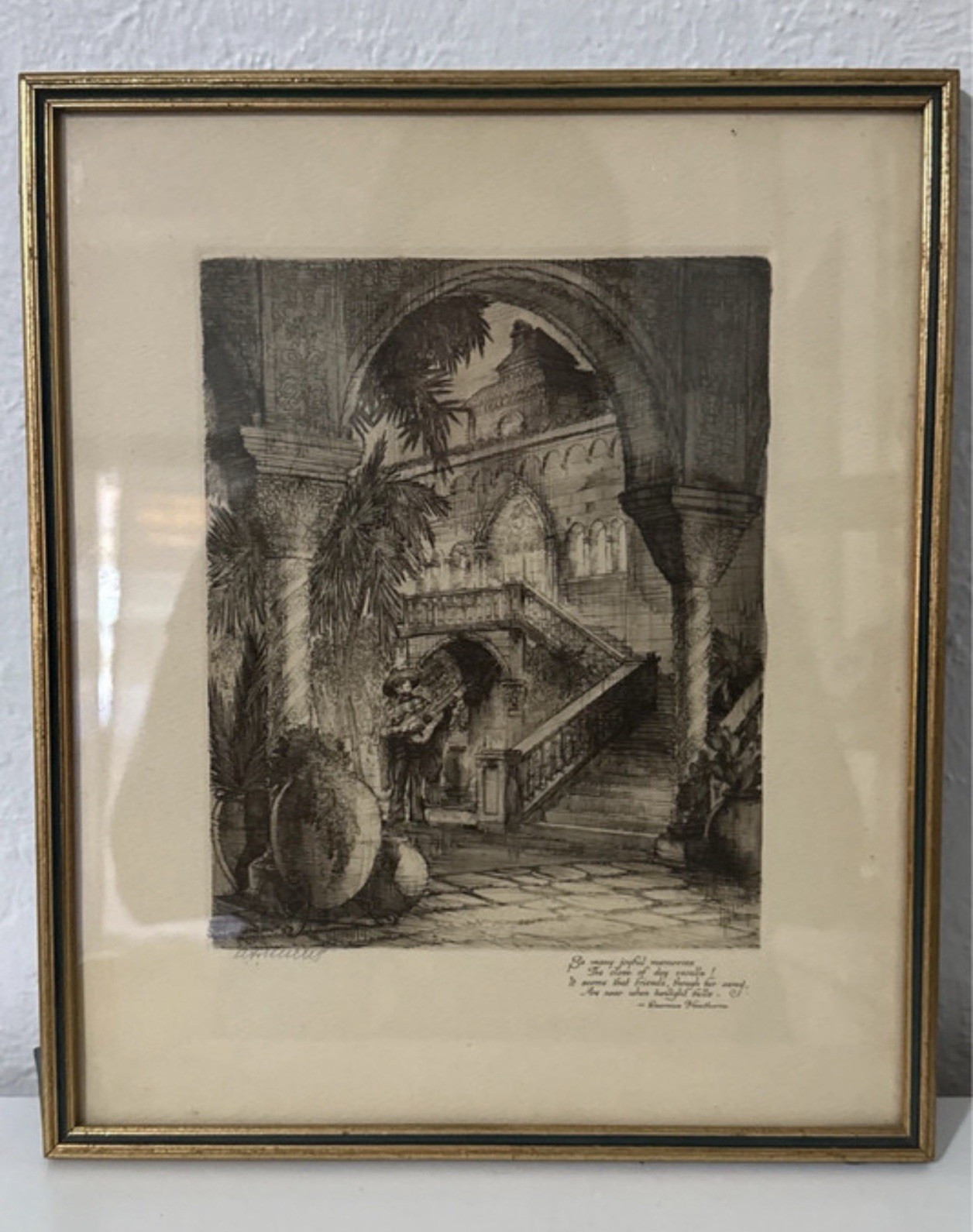 Vintage Al Wettel Sketch Etch Lithographic Print Signed Mexican 12 Vintage Al Wettel Sketch Etch Lithographic Print Signed Mexican 12